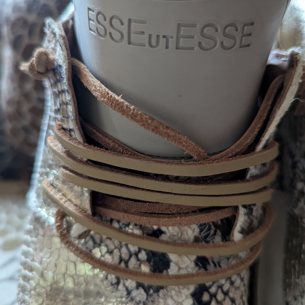 Esse Ut Esse lamb leather fringed python print sn… - image 7